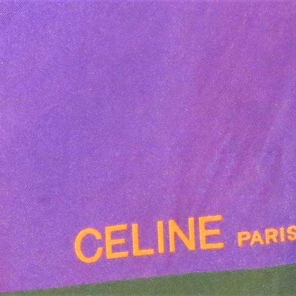 Celine Green, Purple, Gold Equestrian Silk Scarf - Picture 3 of 3